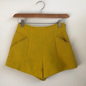 Zara Trafaluc Yellow High Waisted Shorts